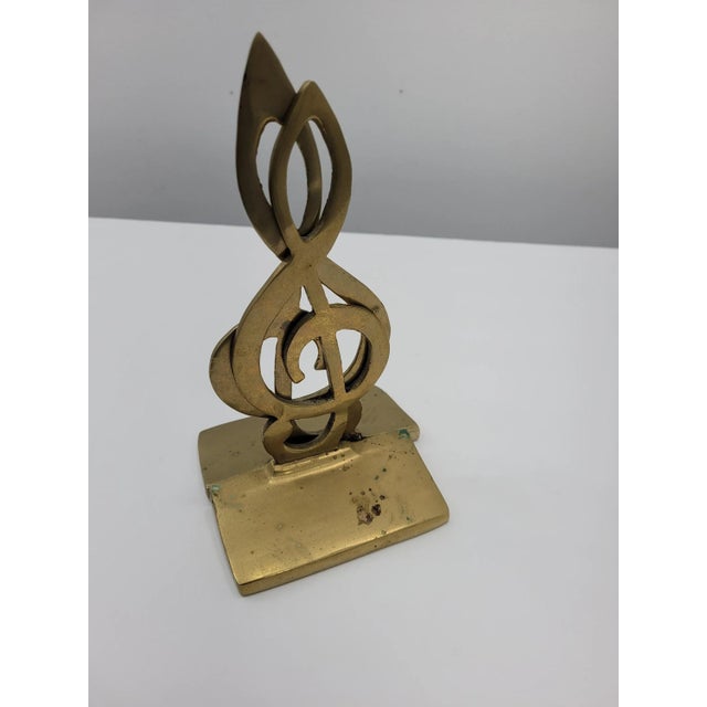 Vintage Brass Treble Clef Music Note Bookends - a Pair For Sale - Image 4 of 8