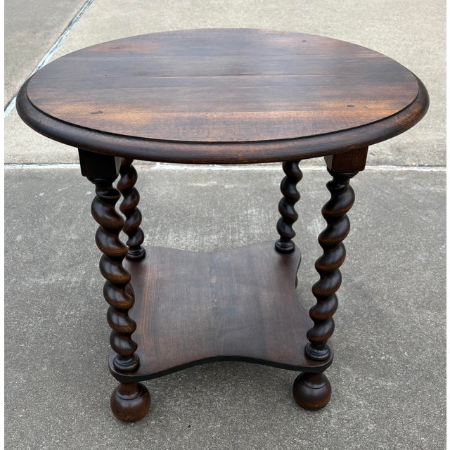 Vintage English Barley Twist Side Table For Sale - Image 4 of 7