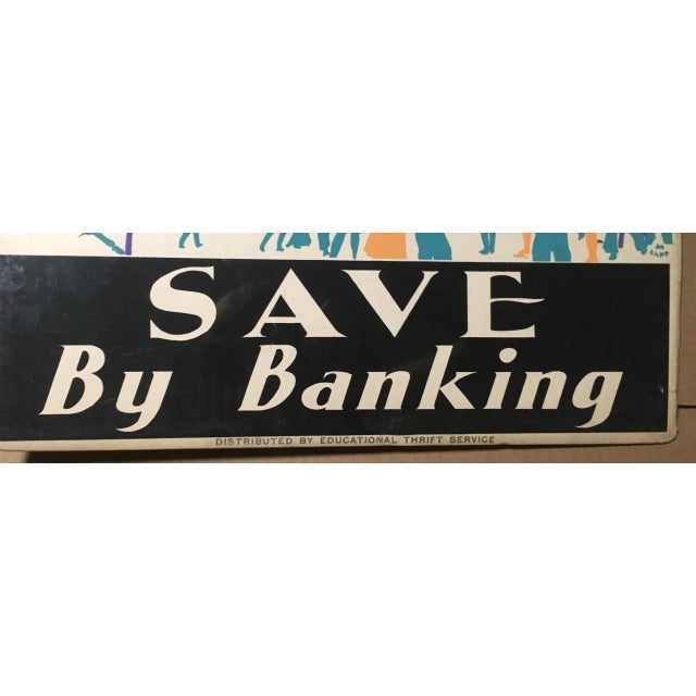 Mid-Century Modern Vintage "Save by Banking" Poster For Sale - Image 3 of 5