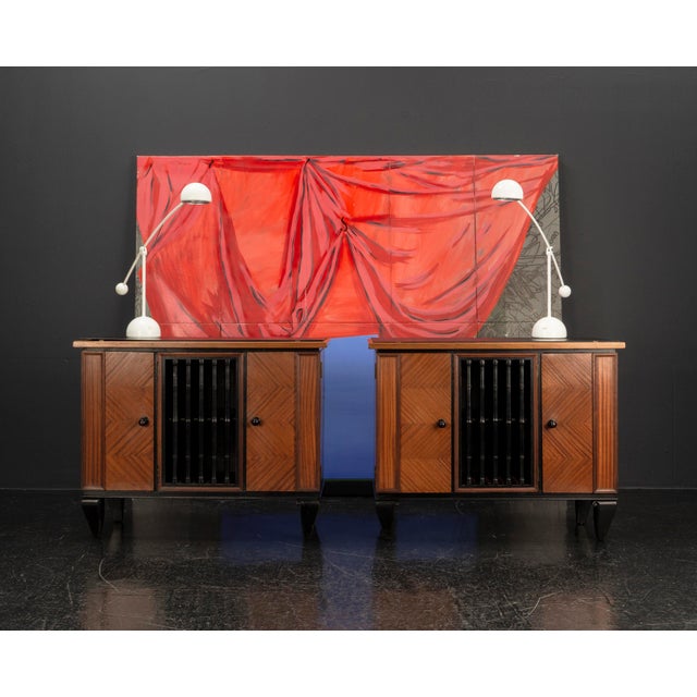 This pair of identical Art Deco sideboards, originating from a 1920s villa, captivates with its clean, elegant lines and...