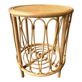Round Bamboo Side Table For Sale