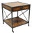 Late 20th Century Industrial Style Iron and Wood X-Frame One Drawer Square Modern Side End Table For Sale