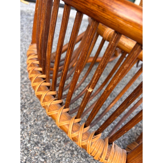 1970s Italian Mid Century Rattan and Glass Coffee Side Table For Sale - Image 12 of 12