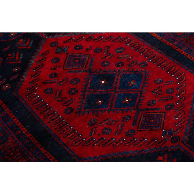 Textile Mid-Century Hand-Knotted Vintage Kurdish Wool Runner Rug With Tribal Geometric Medallions For Sale - Image 7 of 9