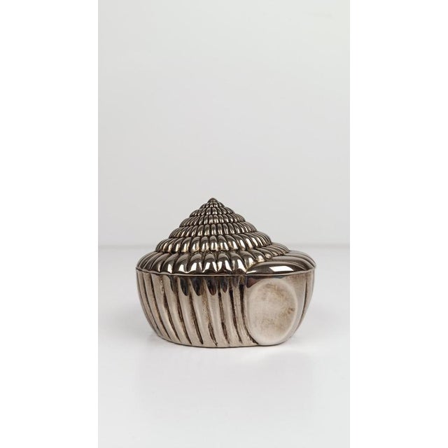 Vintage Sundial Shell-Shaped Silver-Plated Metal Trinket Case Box, 1970s For Sale - Image 15 of 17