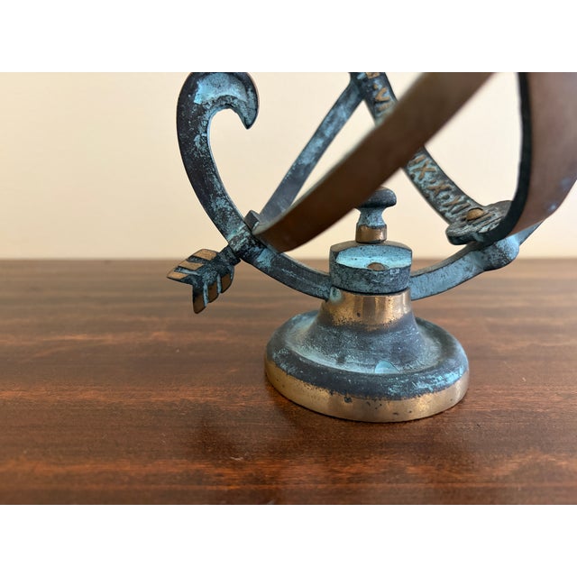 Vintage English Country Brass & Verdigris Armillary Sundial For Sale In South Bend - Image 6 of 11
