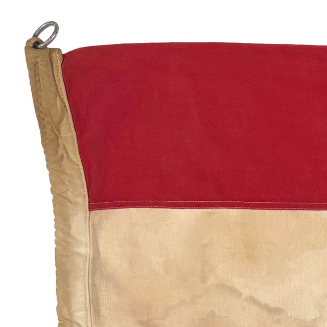 This vintage nautical flag is fully sewn from a cotton cloth. Please note overall staining and other wear from age. Date...