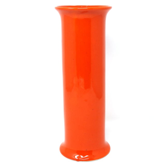 Bitossi Italian Orange Ceramic Cylinder Vase, 11.5" — Marked 1081/G For Sale - Image 4 of 8