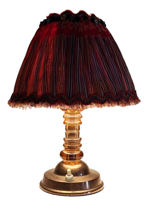 Art Deco German Table Lamp with Copper Base and Pink Tinted Glass Segments by Lamplove, 1930s