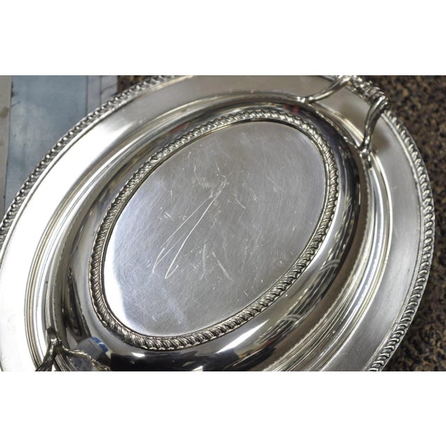 Vintage Modern Silver MFG Co Silver Plated Twin Handle Vegetable Serving Dish For Sale - Image 9 of 14