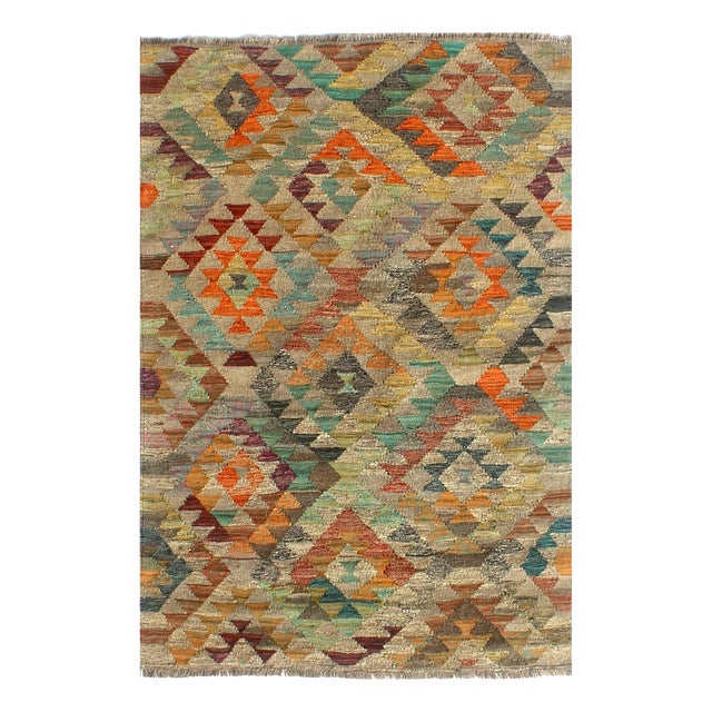 Vintage Afghan Style Kilim with Geometric Pattern For Sale