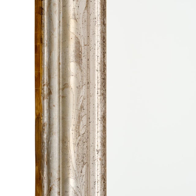 Wood Louis Philippe Silver-Leaf Mirror For Sale - Image 7 of 9