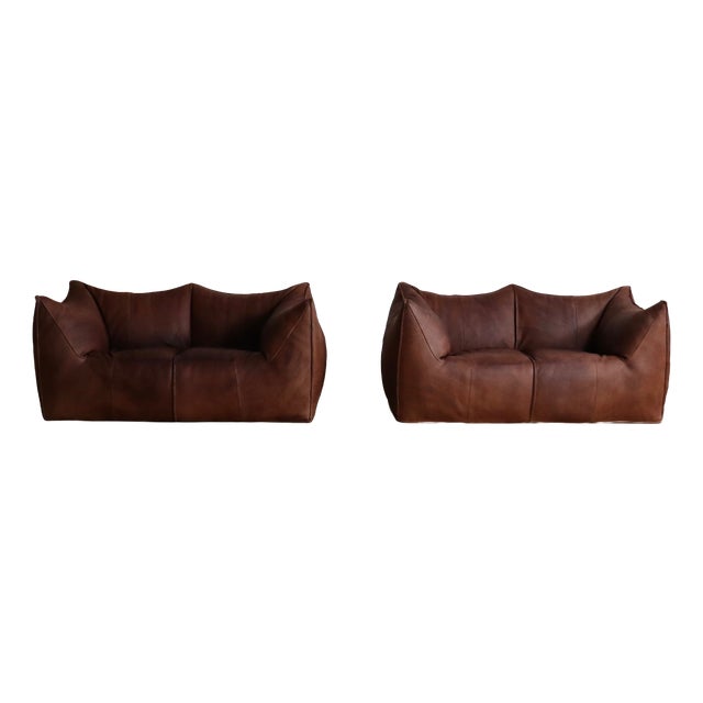 Buffalo Leather Le Bambole Sofa by Mario Bellini for B&B Italia, 1970s For Sale