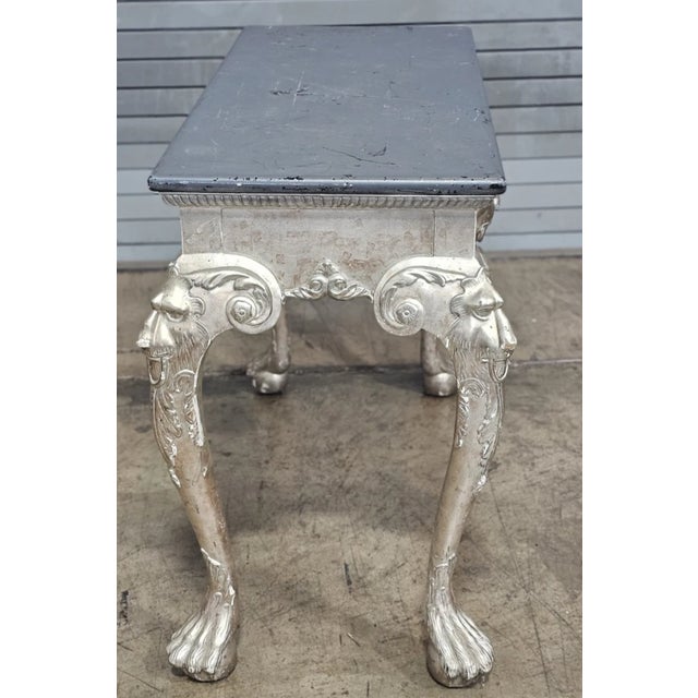 Antique Silver Gilt Lion Mask With Lion Legs W Paw and Claw Feet Console Table For Sale - Image 9 of 10