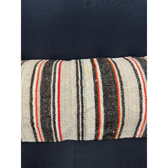 Contemporary Turkish Hemp Pillow Cushion Natural Beige Black Cushion Cover 14x40 For Sale - Image 3 of 4