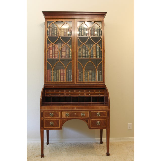 Traditional 1990s Hickory Chair Mount Vernon Collection Mahogany Tambour Secretary Desk & Bookcase For Sale - Image 3 of 15