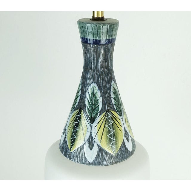 Modern Danish Pendant Light in Teak, Opaline Glass & Ceramic, 1960s For Sale - Image 5 of 11