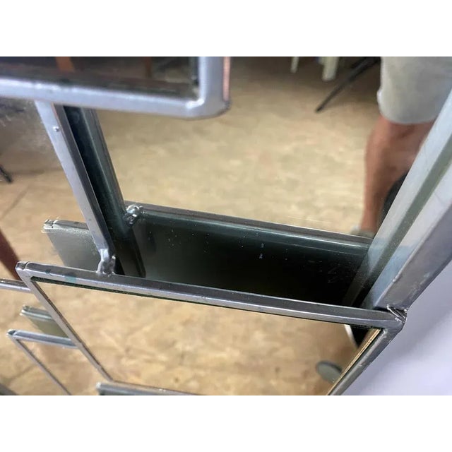 Metal Vintage Mirror in Steel, 1970s For Sale - Image 7 of 13