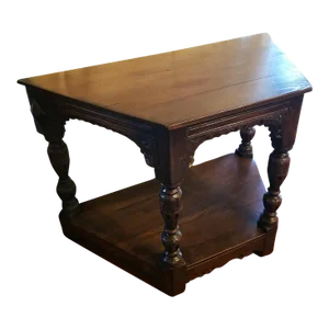 1930s Jacobean Style Carved Trapezoidal Table