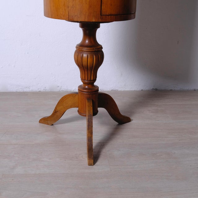 Antique Wooden Column Bedside Table, Early 1900s For Sale - Image 10 of 16