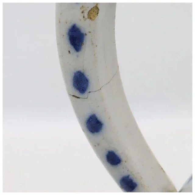 Blue Dutch Delft Pewter Mounted Pottery Blue and White Tankard For Sale - Image 8 of 10