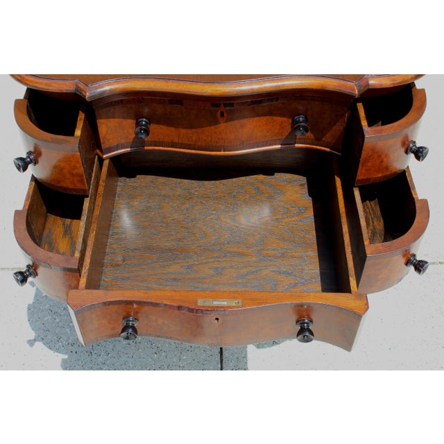 Antique Victorian Marquetry Serpentine Chest / Low Dresser, Hand-Cut Dovetails, Cabriole Legs, Circa 1880 For Sale - Image 11 of 18