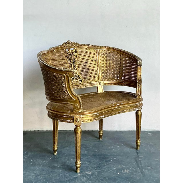 Vintage Regency Gilt Caned Chair For Sale - Image 10 of 11