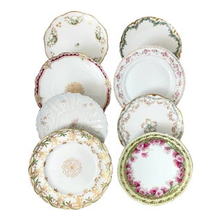 8 Vintage Mismatched China Dessert Cake Plates Floral. England and France For Sale