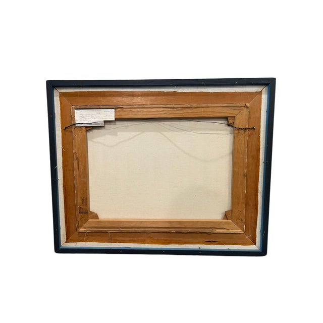 1970s “Acropolis” Watercolor Painting Blue & Yellow by Rae Stone Taub, Framed For Sale - Image 10 of 10