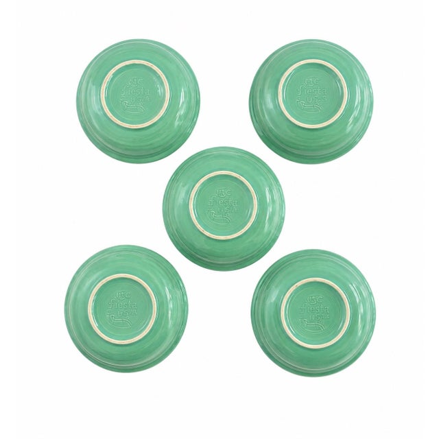 1950s Homer Laughlin Fiesta Fiestaware 7-Inch Bowls in Mint Green - Set of 5 For Sale - Image 4 of 6