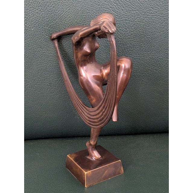 Brown Art Deco Dancing Girl, 20th Century, Bronze For Sale - Image 8 of 16