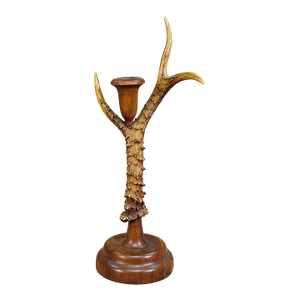 Black Forest Candle Holder With Wooden Base and Spout, Germany