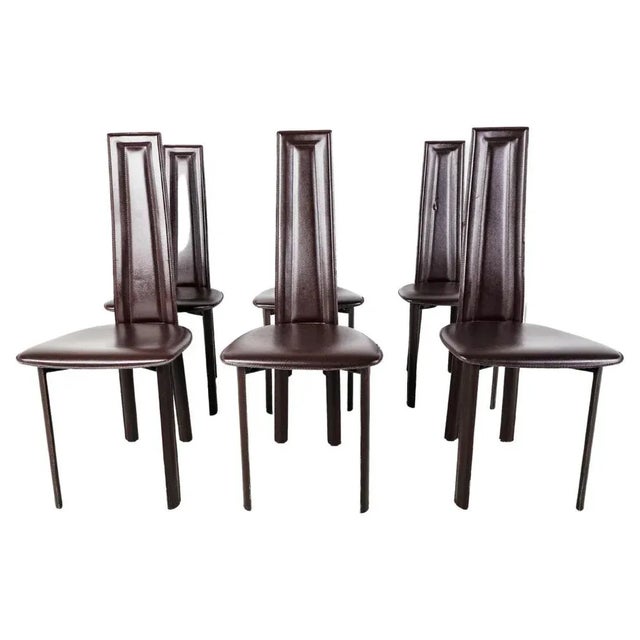 Vintage Brown Leather Dining Chairs, 1980s, Set of 6 For Sale - Image 11 of 11