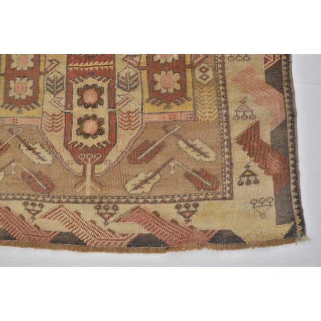 Tan Antique Oushak Handmade Floor Rug For Sale - Image 8 of 10