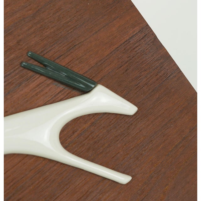 Mid-Century Modern Teak Wall Panel with Porcelain Antelopes by Peter Mueller for Sgrafo Modern, 1960s For Sale - Image 4 of 10