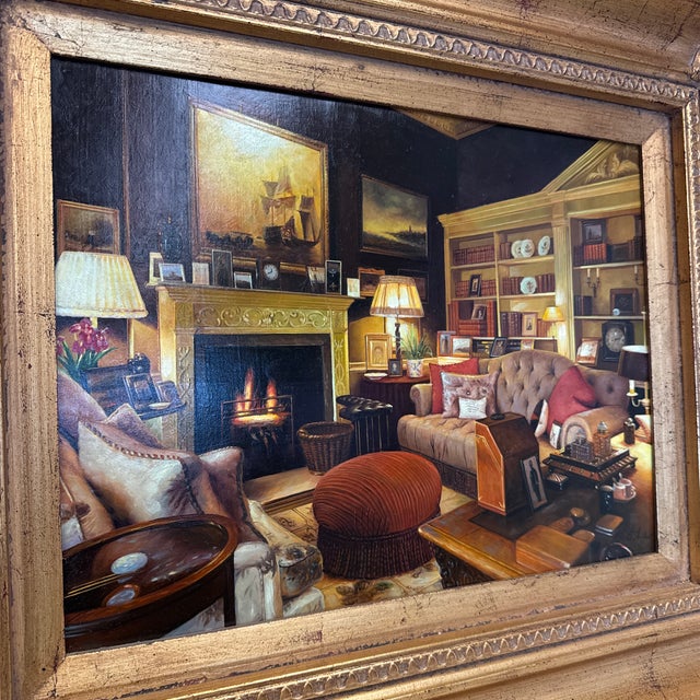 Original oil on board painting signed S. Lee in an incredible hyperrealistic style. Displayed in an ornate gold wood frame.