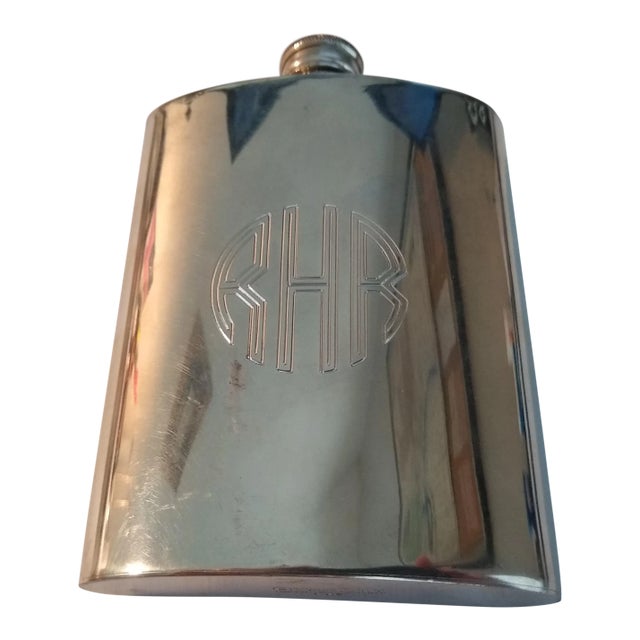 Vintage English Pewter Flask For Sale
