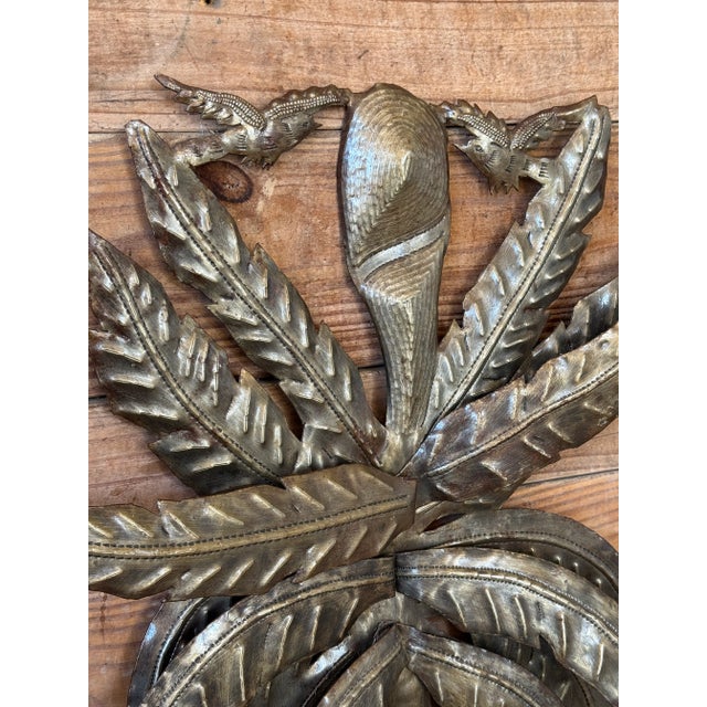 Metal Pair of Handcrafted Haitian Recycled Steel Palm Tree Wall Sculptures For Sale - Image 7 of 12