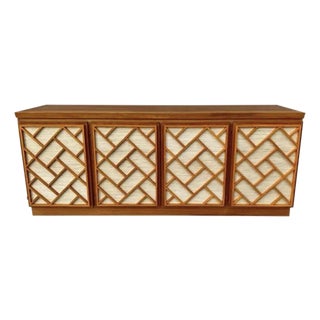1980s Large Modern Style Chinese Chippendale Credenza or Sideboard For Sale