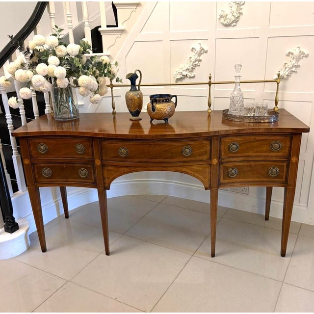 Antique Edwardian Figured Mahogany Serpentine Sideboard, 1900 For Sale - Image 3 of 15