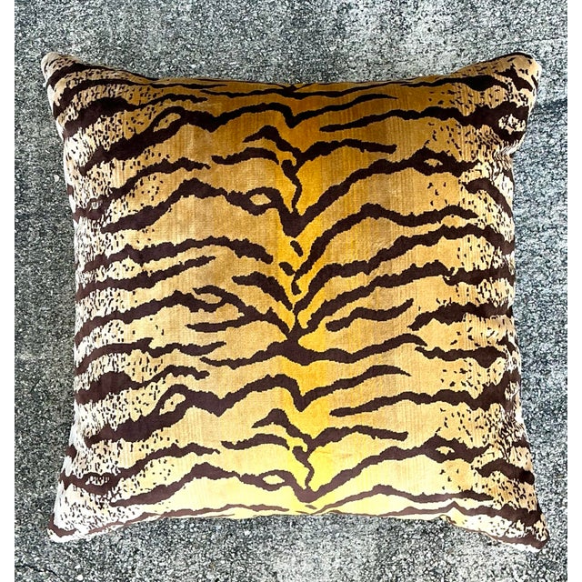 Vintage Velvet Tiger Throw Pillow For Sale - Image 9 of 12