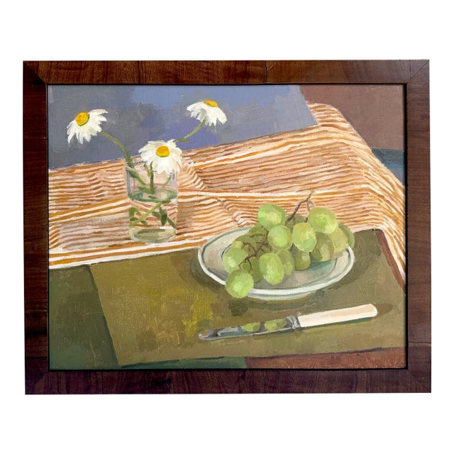 Daisies and Grapes Traditional Oil Painting For Sale