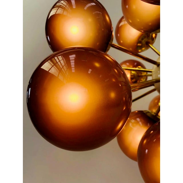 Metal 21st Century Ovale Natural Brass Frosted Amethyst Murano Sputnik Chandelier by Fabio LTD For Sale - Image 7 of 9