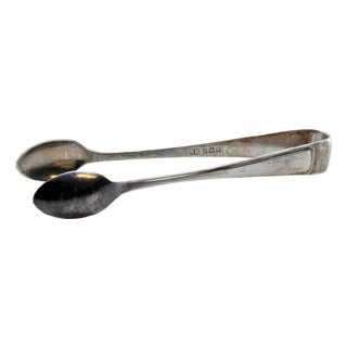 Silver Sugar Tongs with Spoon-Shaped Strips and Tongs For Sale