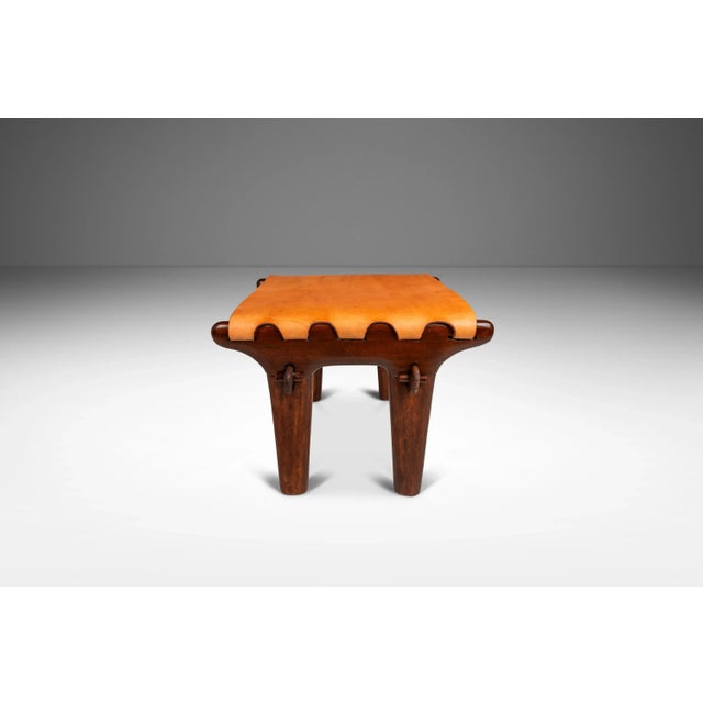 Mid-Century Modern Mid-Century Modern Tooled Leather Sling Ottoman After Angel Pazmino, Ecuador, 1960s For Sale - Image 3 of 12