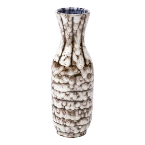 Mid-Century Modernist White and Earth Toned Ceramic Vase With Banded Detailing