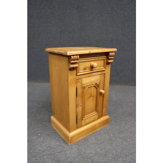 Antique Scandinavian Pine One Drawer Cabinet Nightstand For Sale - Image 10 of 12