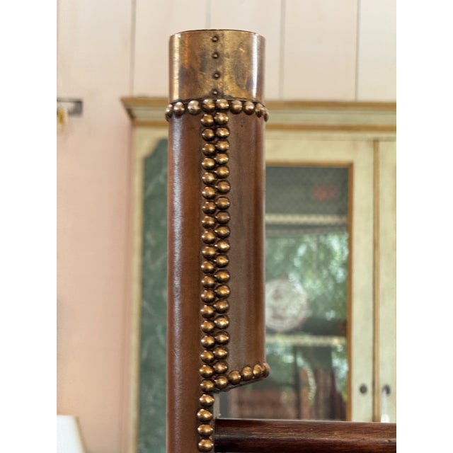 Traditional British Leather and Brass Studded Elephant Ladder For Sale - Image 3 of 15
