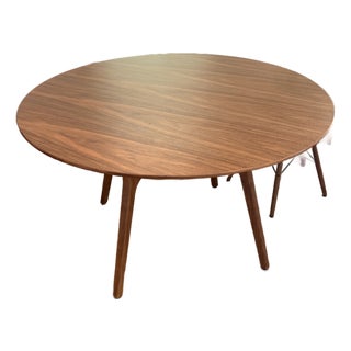 Stellar Works Ren Round Walnut Dining Table + Herman Miller Eames Fiberglass Wood Dowel Chairs For Sale