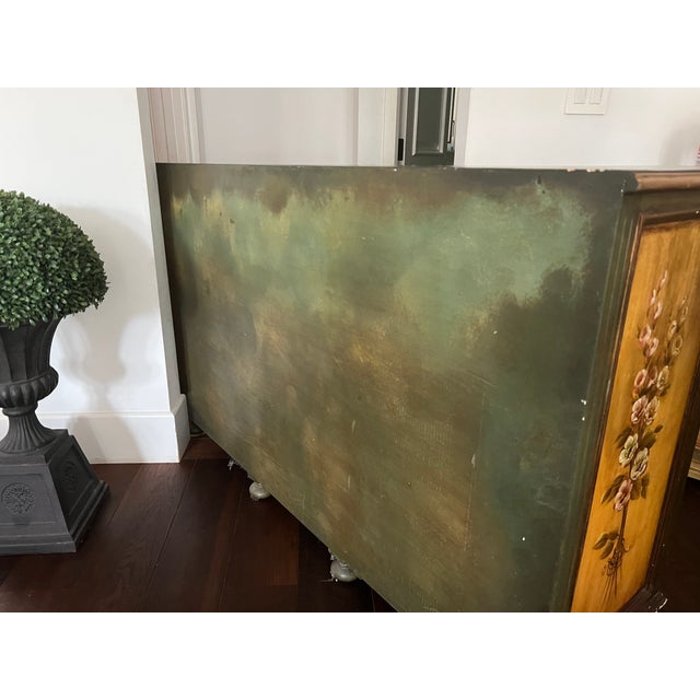 1990s Floral French Provincial Buffet Handmade Cabinet With 2-Door Sideboard and Drawers Solid Wood For Sale - Image 9 of 12